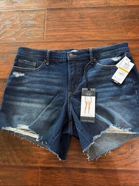 sofia by sofia vergara Dark Blue Distressed Mid-Rise Jean Shorts